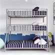 Max & Finn Altona Metal Triple Bunk Bed Bed for Kids Twin/Twin/Full in Silver