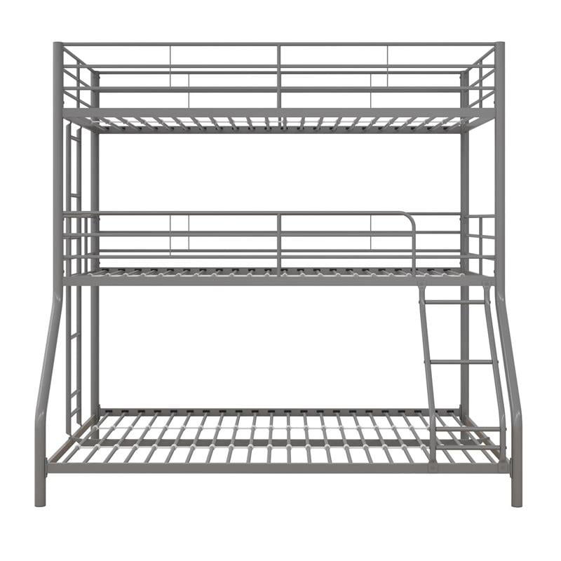 Max & Finn Altona Metal Triple Bunk Bed Bed for Kids Twin/Twin/Full in Silver