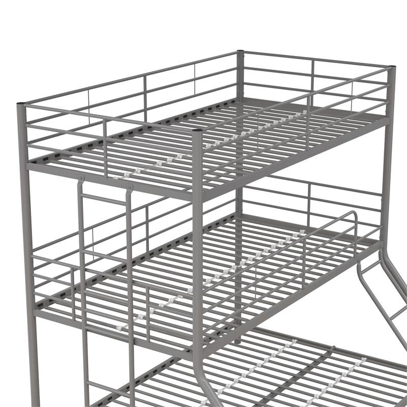 Max & Finn Altona Metal Triple Bunk Bed Bed for Kids Twin/Twin/Full in Silver