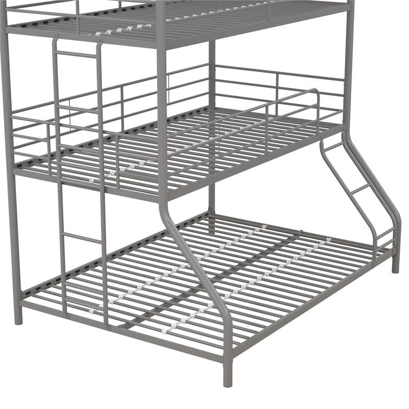 Max & Finn Altona Metal Triple Bunk Bed Bed for Kids Twin/Twin/Full in Silver