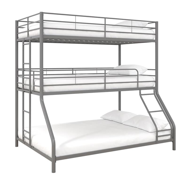 Max & Finn Altona Metal Triple Bunk Bed Bed for Kids Twin/Twin/Full in Silver