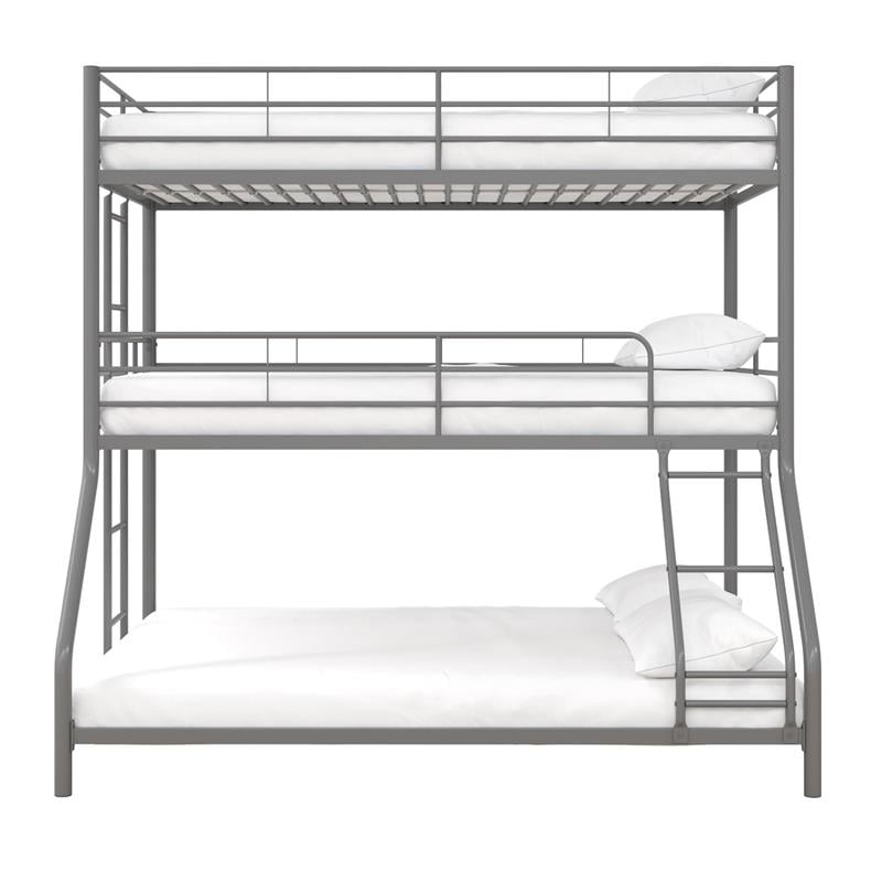Max & Finn Altona Metal Triple Bunk Bed Bed for Kids Twin/Twin/Full in Silver