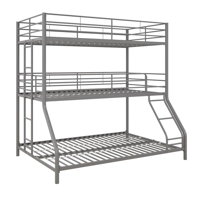Max & Finn Altona Metal Triple Bunk Bed Bed for Kids Twin/Twin/Full in Silver