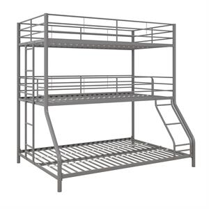 max & finn altona metal triple bunk bed bed for kids twin/twin/full in silver