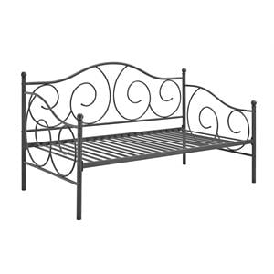 dhp victoria metal daybed twin size frame under bed storage in pewter