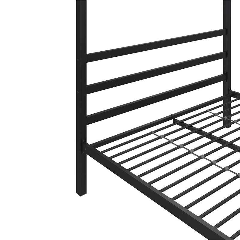 DHP Modern Metal Canopy Poster Bed in Queen in Black