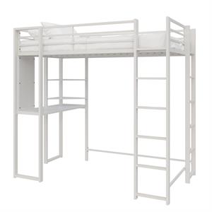 dhp abode twin size metal loft bed in white