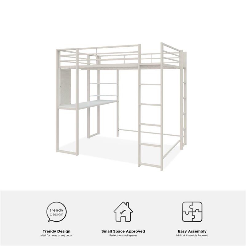 DHP Abode Full Size Metal Loft Bed in White