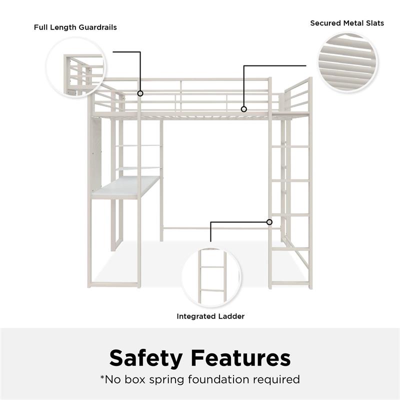 DHP Abode Full Size Metal Loft Bed in White