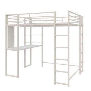 dhp abode full size metal loft bed in white