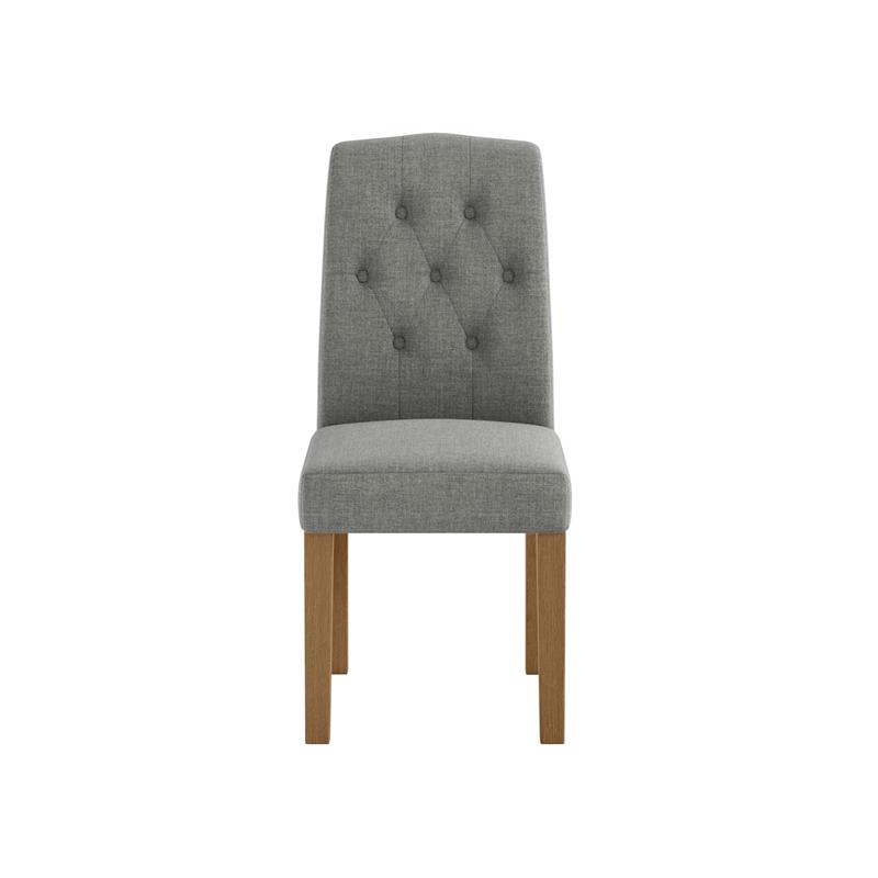 DHP Jane Parsons Upholstered Dining Chair with Diamond Tufting in Gray Linen