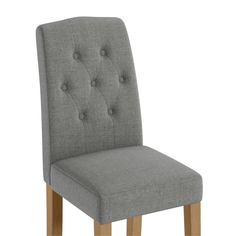 DHP Jane Parsons Upholstered Dining Chair with Diamond Tufting in Gray Linen