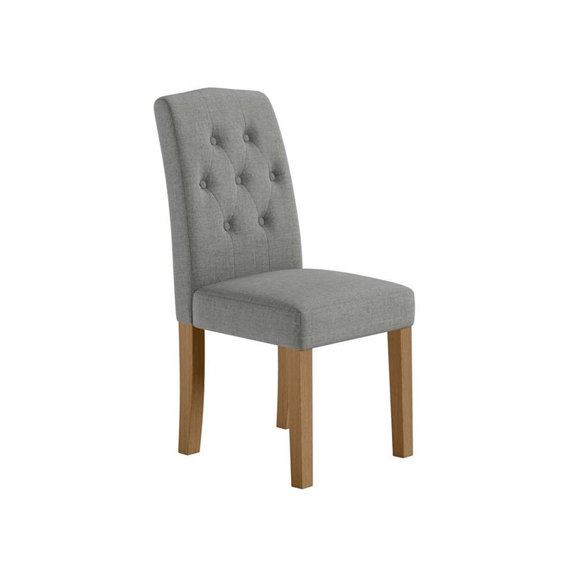 DHP Jane Parsons Upholstered Dining Chair with Diamond Tufting in Gray Linen