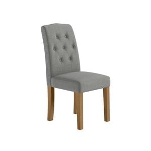 DHP Jane Parsons Upholstered Dining Chair with Diamond Tufting in Gray Linen