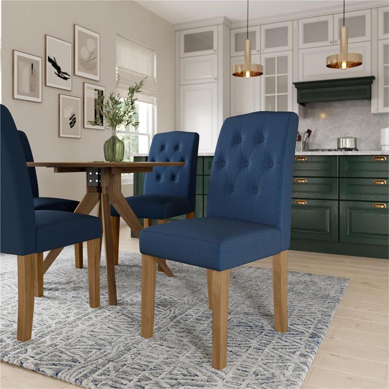 DHP Jane Parsons Upholstered Dining Chair with Diamond Tufting in Navy Linen