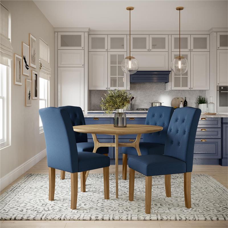 DHP Jane Parsons Upholstered Dining Chair with Diamond Tufting in Navy Linen