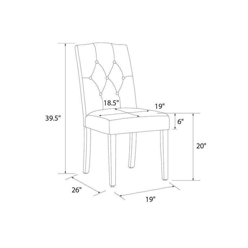 DHP Jane Parsons Upholstered Dining Chair with Diamond Tufting in Navy Linen