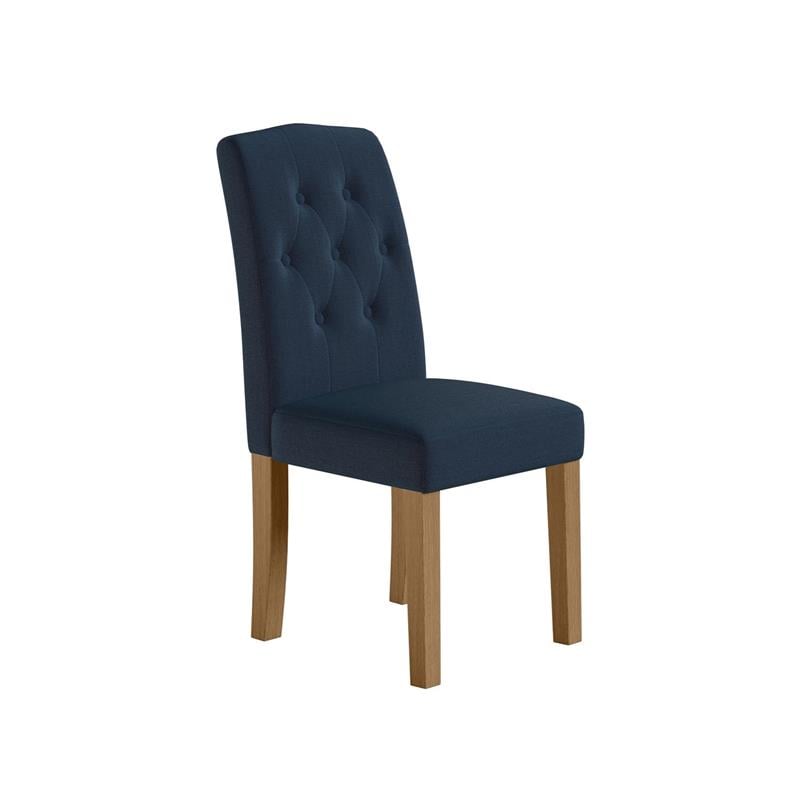 DHP Jane Parsons Upholstered Dining Chair with Diamond Tufting in Navy Linen