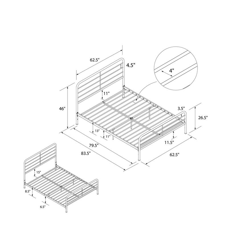 DHP Zion Metal Bed in Queen in White