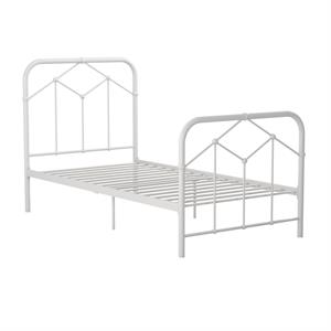 Novogratz Francis Farmhouse Metal Bed in Twin Bed Frame in White