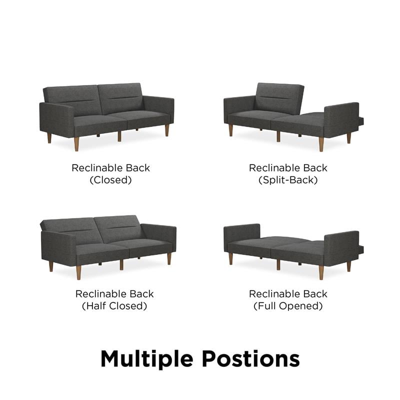 FlexLiving Edwin Upholstered Futon Full Size in Gray Linen