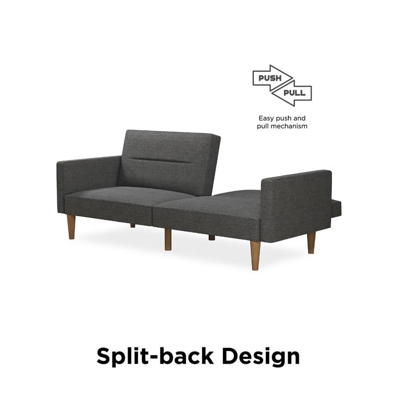 FlexLiving Edwin Upholstered Futon Full Size in Gray Linen