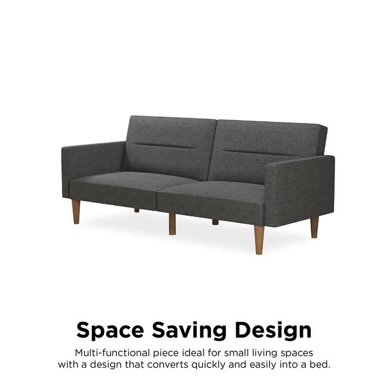 FlexLiving Edwin Upholstered Futon Full Size in Gray Linen