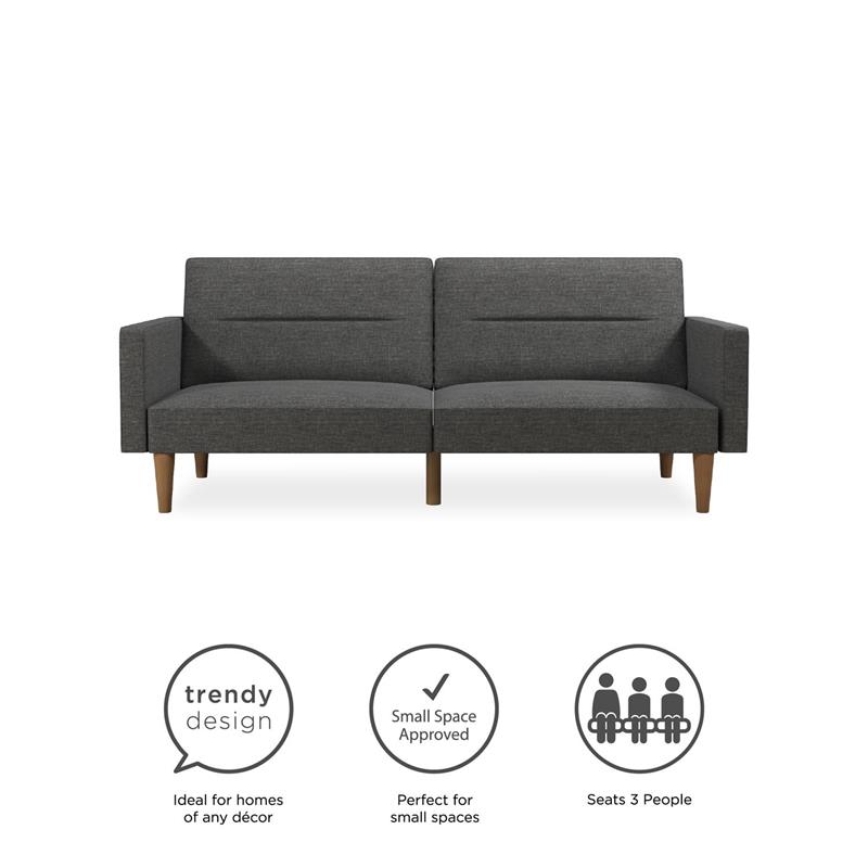 FlexLiving Edwin Upholstered Futon Full Size in Gray Linen