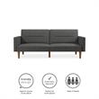 FlexLiving Edwin Upholstered Futon Full Size in Gray Linen
