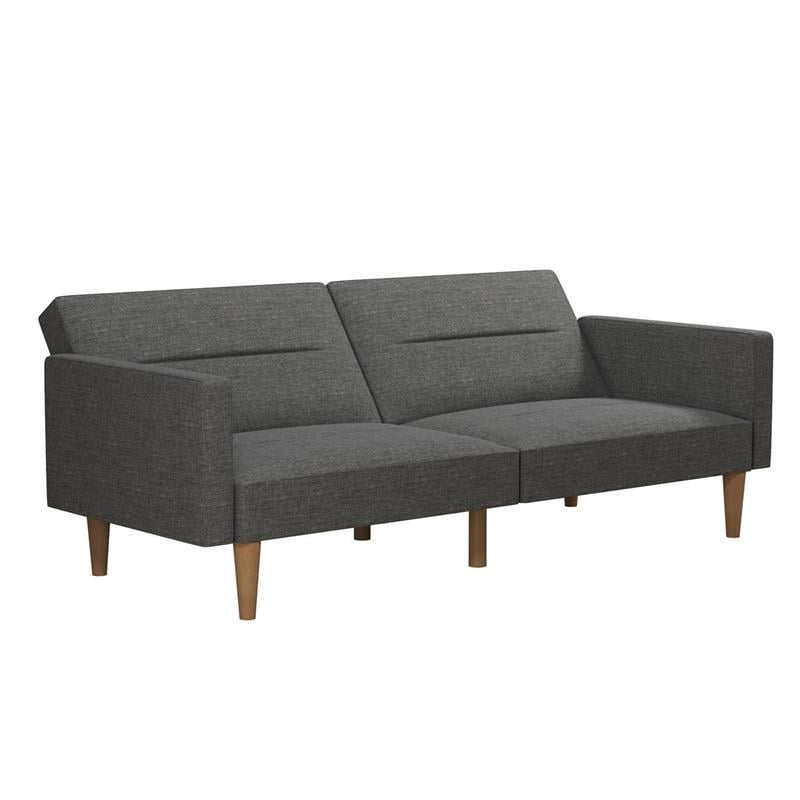 FlexLiving Edwin Upholstered Futon Full Size in Gray Linen