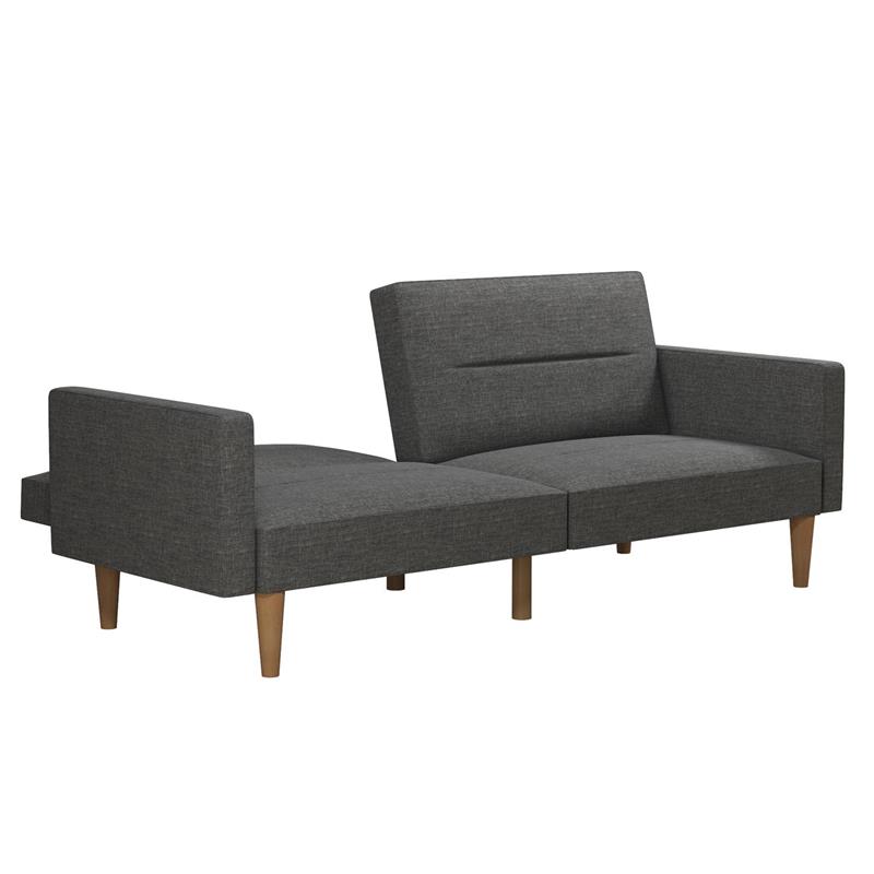 FlexLiving Edwin Upholstered Futon Full Size in Gray Linen