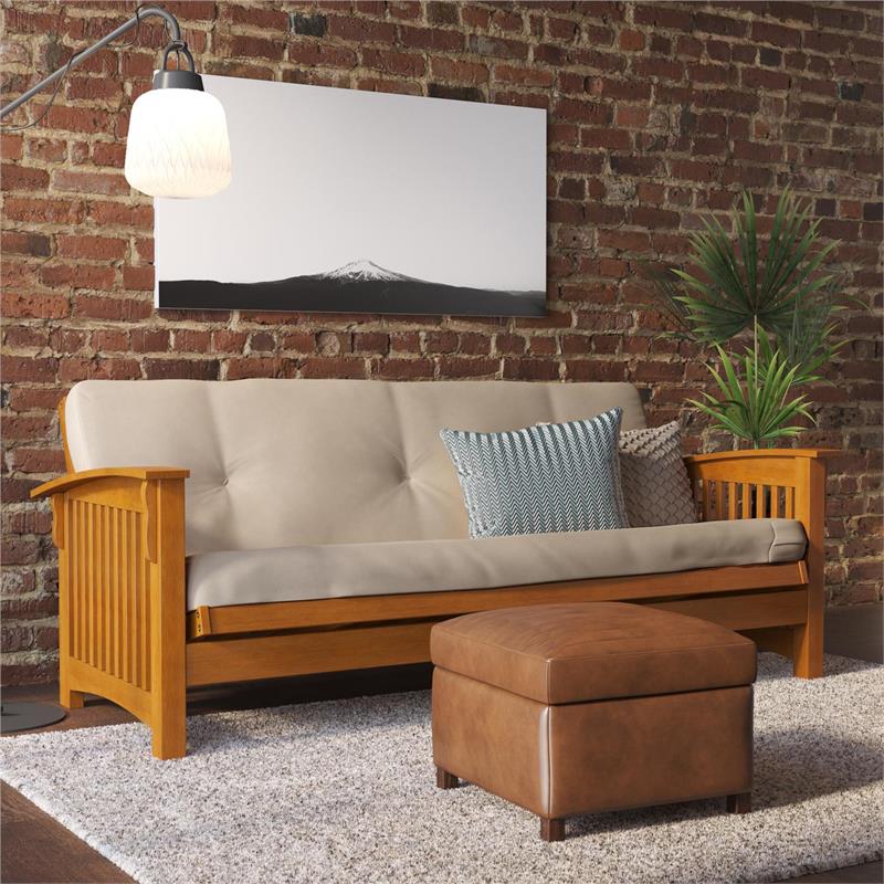 Kali 6 Inch Thermobonded High Density Futon Mattress Full in Tan Microfiber