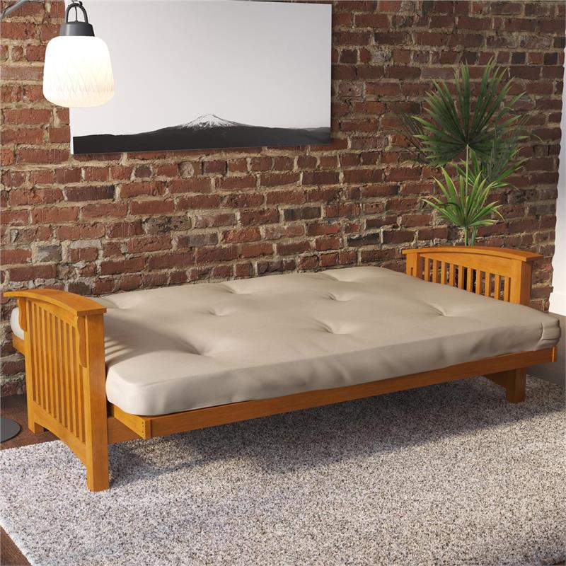 Kali 6 Inch Thermobonded High Density Futon Mattress Full in Tan Microfiber
