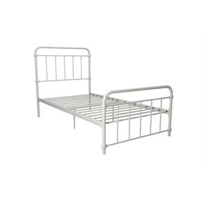 dhp winston metal platform bed with rustic design and curved edge twin in white