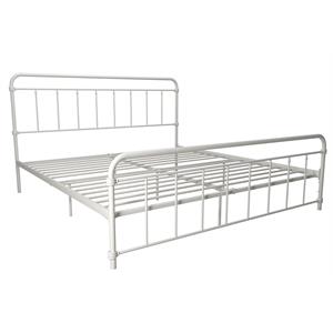 dhp winston metal platform bed with rustic design and curved edge king in white