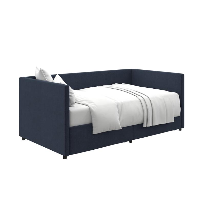DHP Theo Daybed with Storage Drawers in Blue Linen