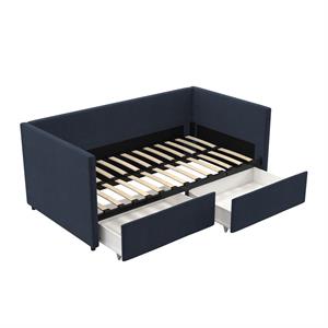 DHP Theo Daybed with Storage Drawers in Blue Linen