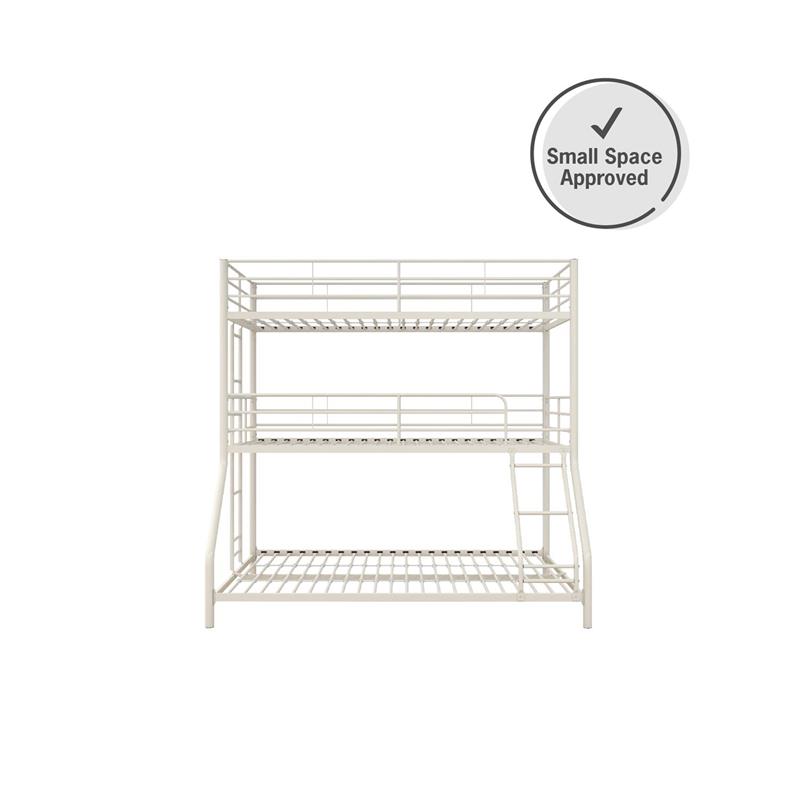 Max & Finn Altona Metal Triple Bunk Bed for Kids Twin/Twin/Full in White