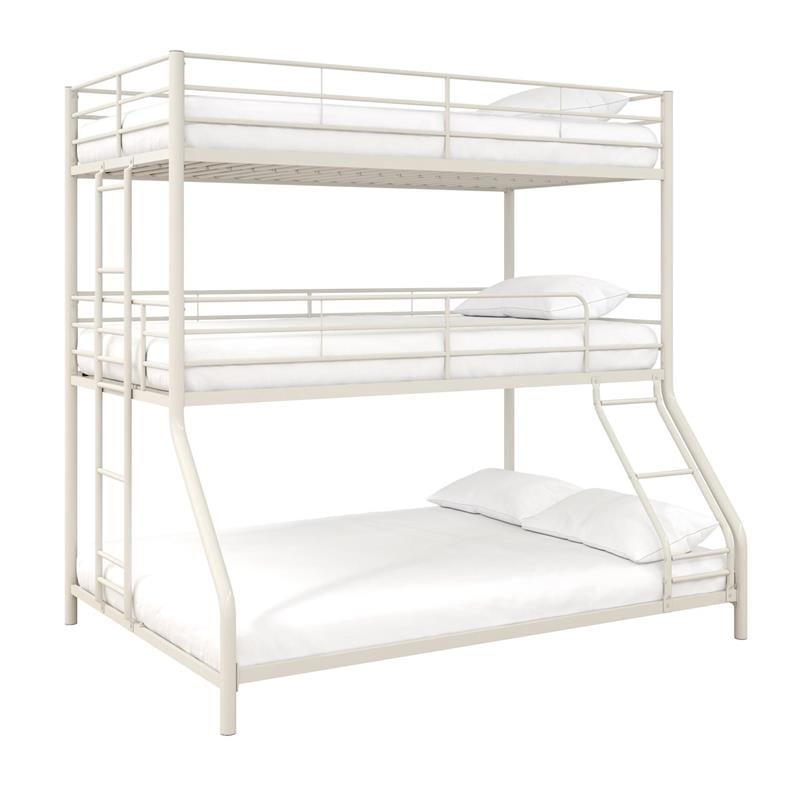 Max & Finn Altona Metal Triple Bunk Bed for Kids Twin/Twin/Full in White