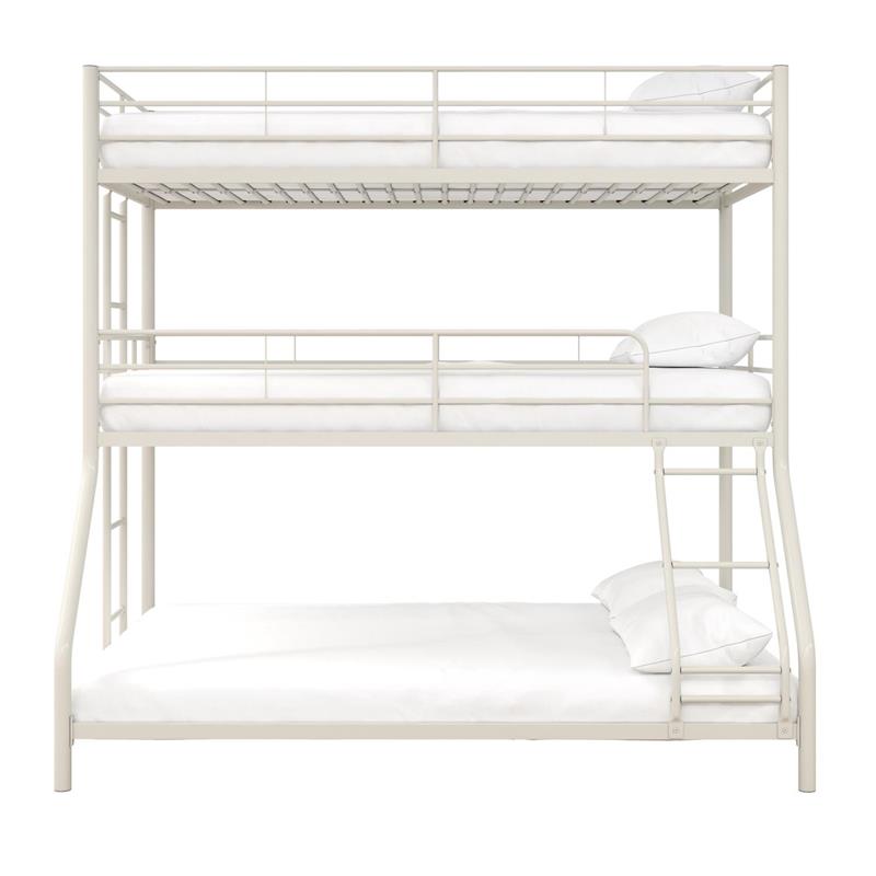 Max & Finn Altona Metal Triple Bunk Bed for Kids Twin/Twin/Full in White