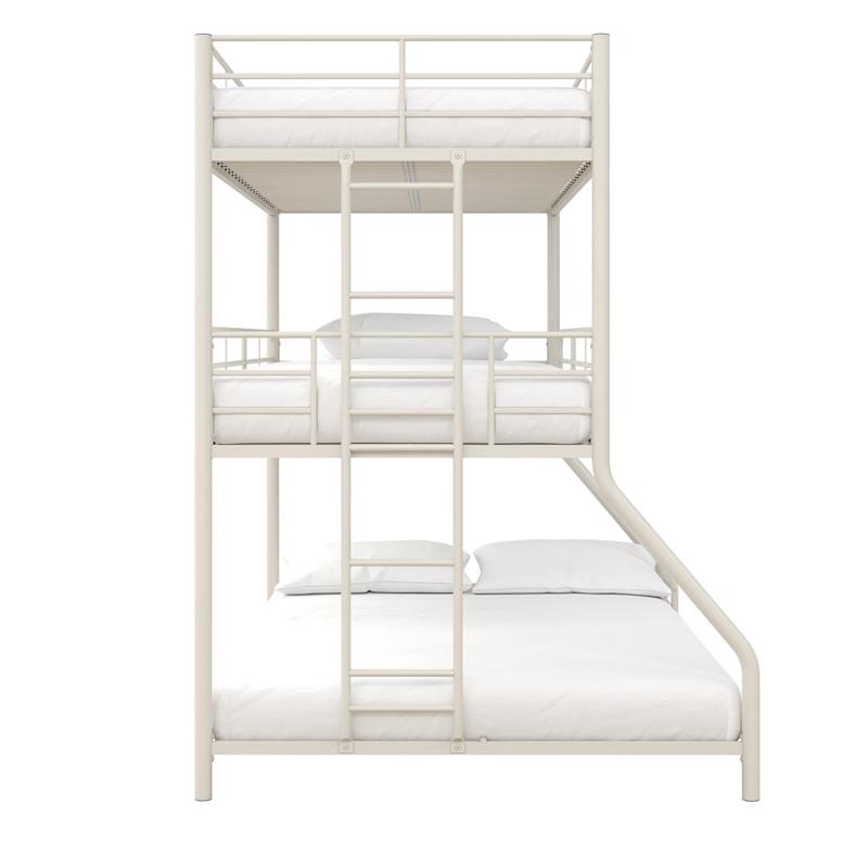 Max & Finn Altona Metal Triple Bunk Bed for Kids Twin/Twin/Full in White