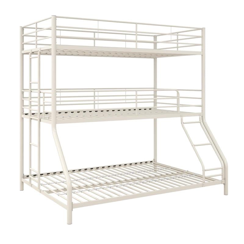 Max & Finn Altona Metal Triple Bunk Bed for Kids Twin/Twin/Full in White