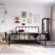 LikeHome Lida Farmhouse Metal Bed Under Bed Storage King Bed Frame in Black
