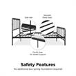 LikeHome Lida Farmhouse Metal Bed Under Bed Storage King Bed Frame in Black