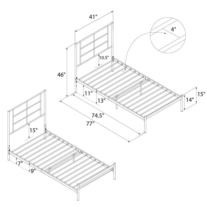 DHP Circus Metal Bed Black in Twin