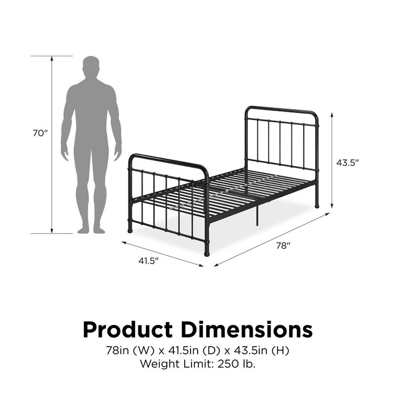 Max & Finn Karcey Twin Metal Bed in Black