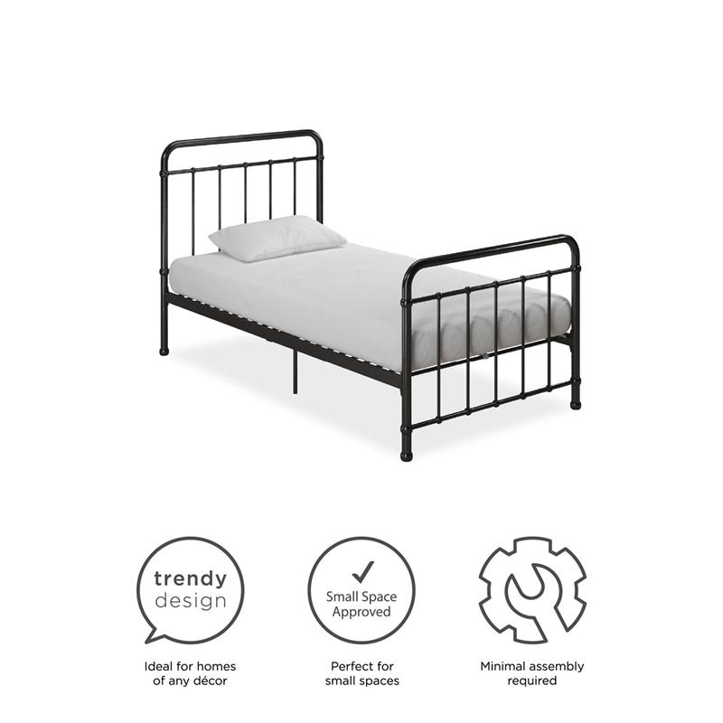Max & Finn Karcey Twin Metal Bed in Black