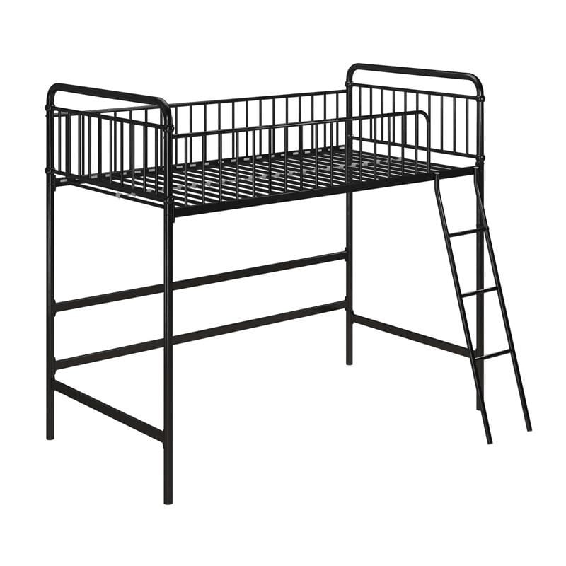 Max & Finn Karcey Twin Metal Loft Bed in Black