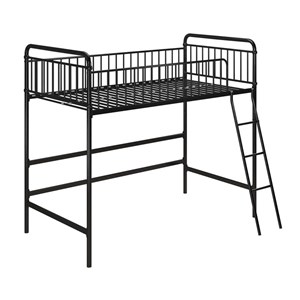Max & Finn Karcey Twin Metal Loft Bed in Black