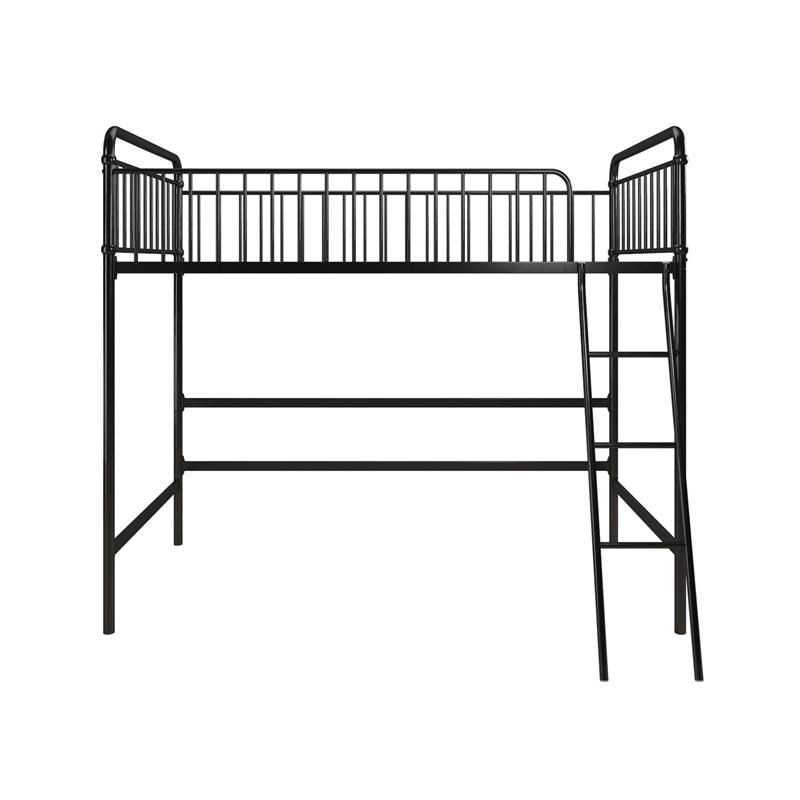 Max & Finn Karcey Twin Metal Loft Bed in Black